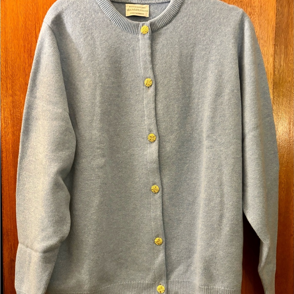 Maus & Hoffman cashmere sweater NWT women’s XL gold button cardigan - Pristine